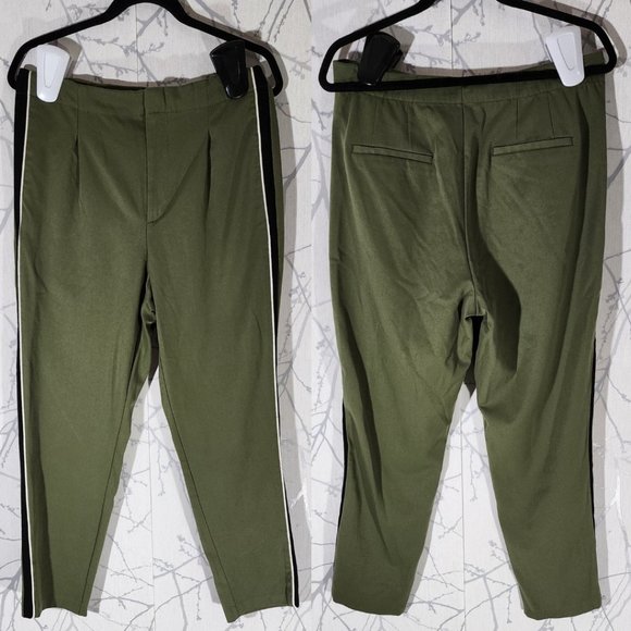Zara TRF Green Side Stripe High Rise Tapered Ankle Pants - Picture 2 of 6